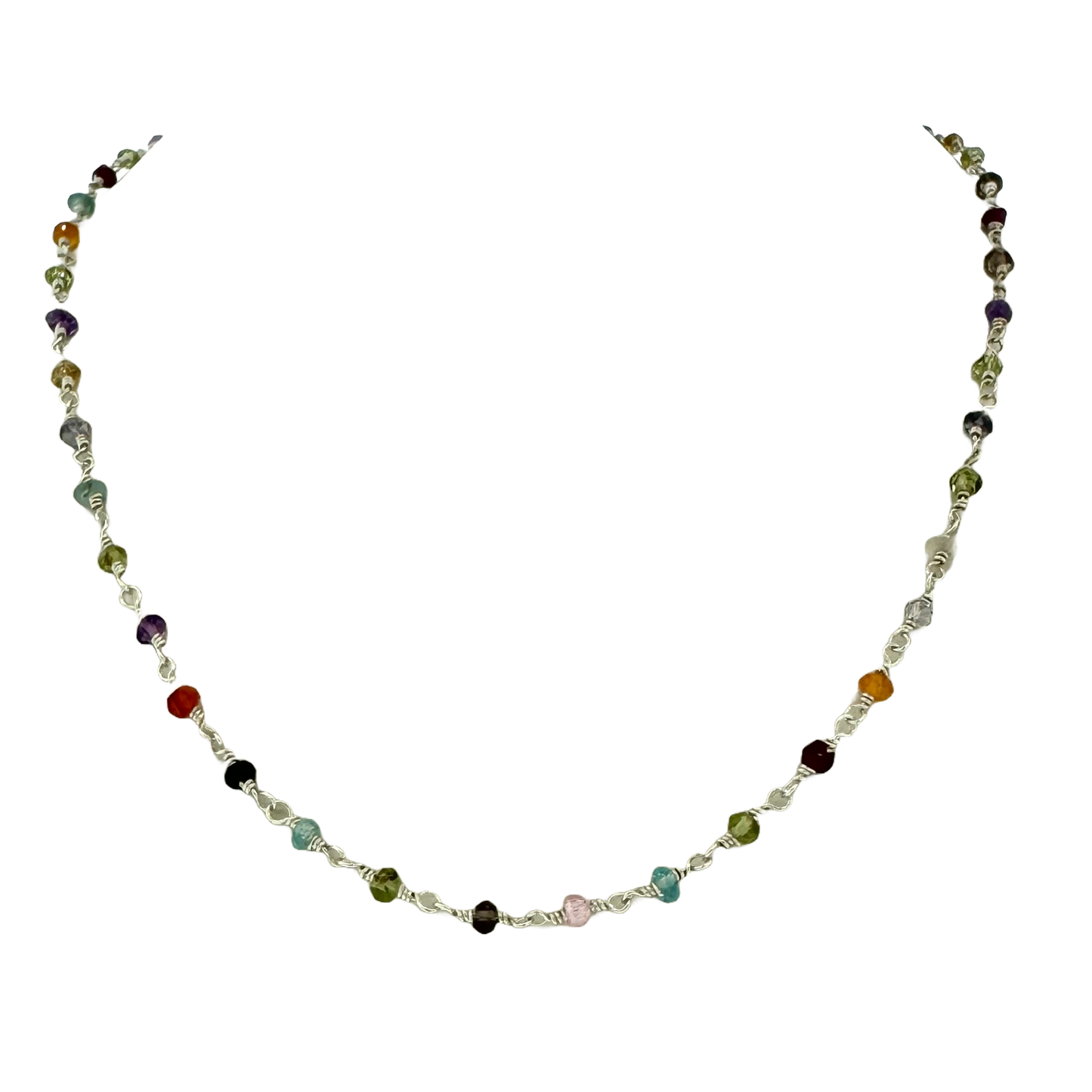 Sterling + Multi Gemstone Bead Chain Necklace