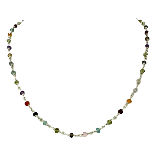 Sterling + Multi Gemstone Bead Chain Necklace